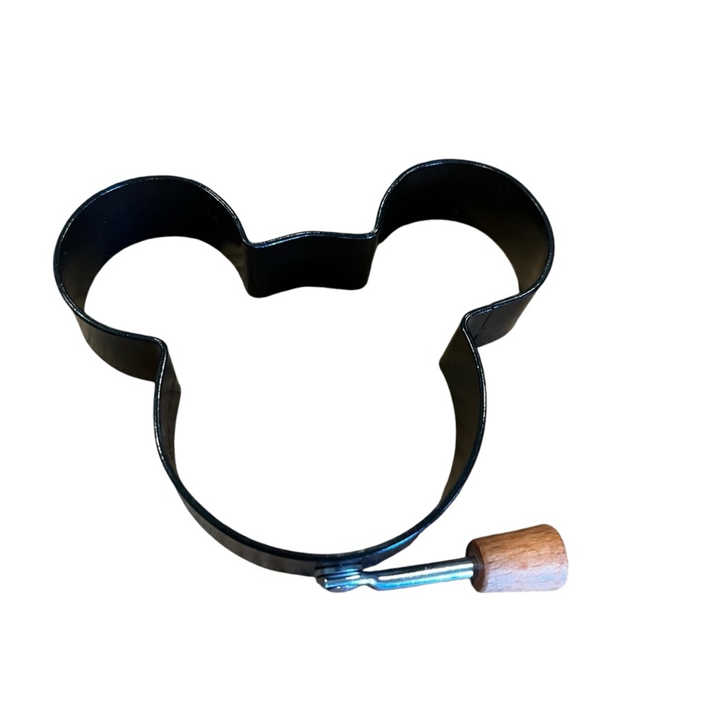 1-Disney Mickey Mouse Egg Pancake Ring Mold Metal Wood Handle